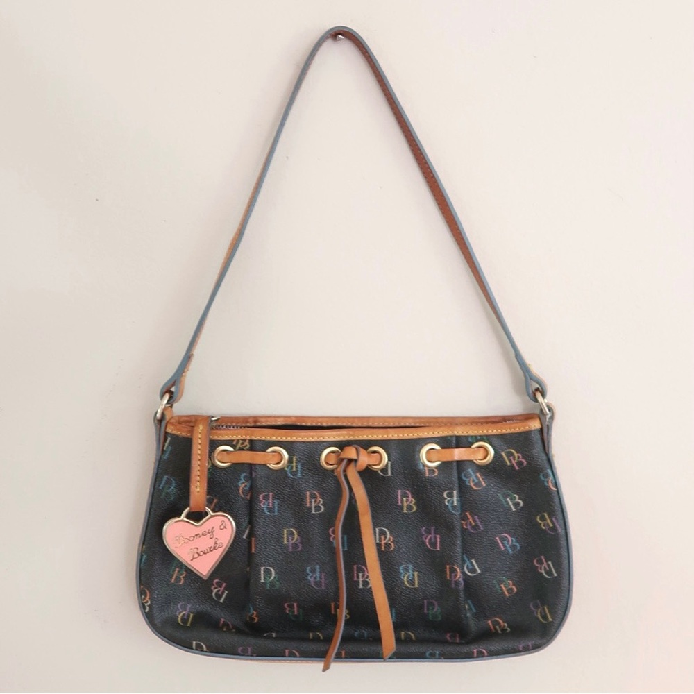 Vintage Y2K Dooney & Bourke Rainbow Multicolor DB Logo Monogram Shoulder Bag